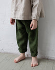 Forest Green Linen Pants, Size 5-6 years