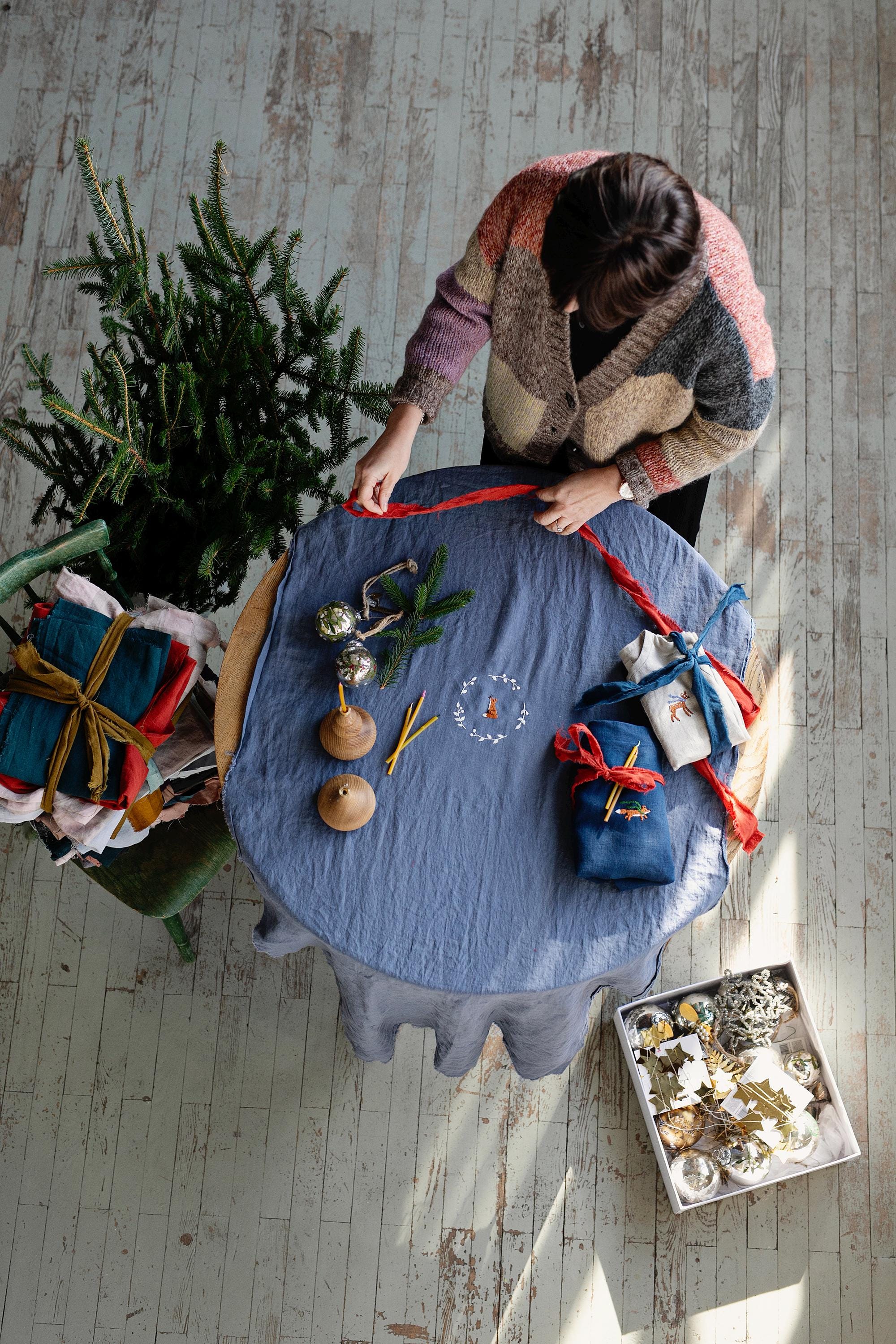 Dusty Blue Linen Table Runner