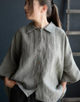 B&W Stripe 3/4 Linen Shirt