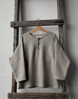 Natural Long Sleeve Henley Linen Shirt
