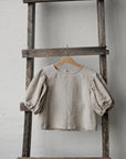Natural Linen Puff Sleeve Top
