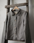 Grey gingham Peter Pan Collar Linen Jacket