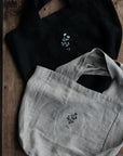 Black Small Round Linen Bag