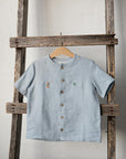 Baby Blue Classic Short Sleeve Linen Shirt