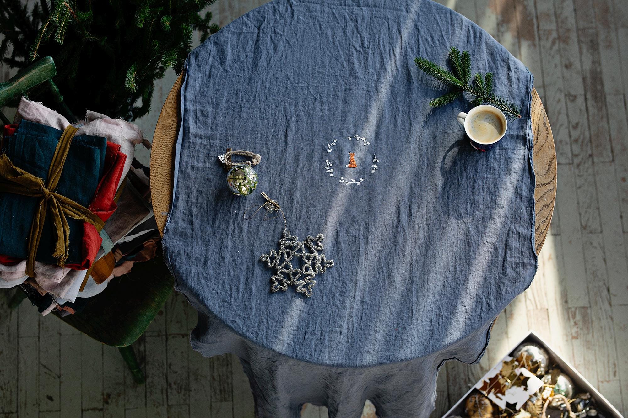 Dusty Blue Linen Table Runner