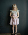 Natural Linen Shirt with Wings, Size 4-5 years, Pink mushroom embroidery (STOCK)