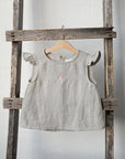 Natural Linen Shirt with Wings, Size 4-5 years, Pink mushroom embroidery (STOCK)