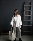 Natural Large Linen Round Bag