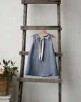 Dusty Blue Sleeveless Linen Dress, Size 4-5 years