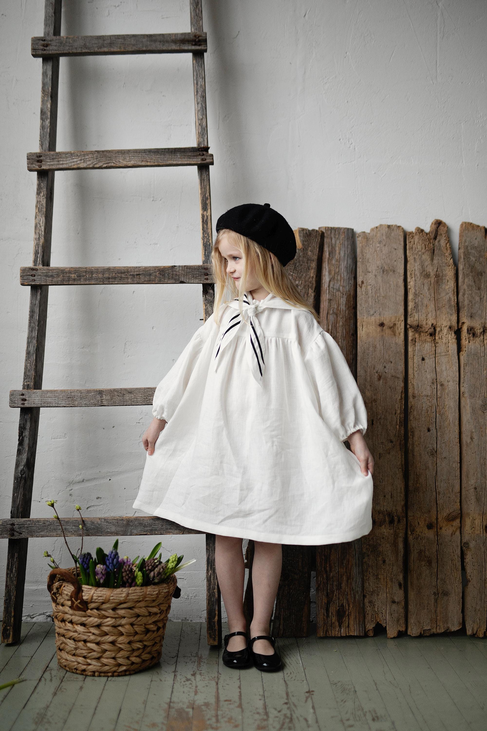 White Sailor Parachute Linen Dress – allthebeautifullinen