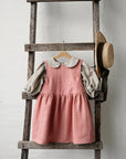 Salmon Smock Linen Dress, Size 1-2 years