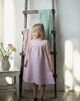 Baby Pink Violet Linen Dress