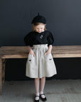 Black Linen Puff Sleeve Top