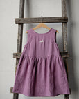 Lilac Linen Smock Dress, 5-6 years, Flying bunny embroidery (STOCK)