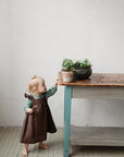 Cacao Linen Pinafore Linen Dress, Size 1-2 years
