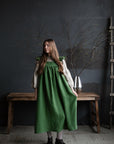 Apple Green Linen Prairie Dress