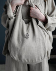 Natural Small Round Linen Bag