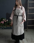 B&W Stripe Linen Chef Apron