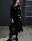 Black Linen Backpack