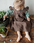 Cacao Linen Pinafore Linen Dress, Size 1-2 years