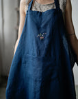 Navy Blue Traditional Linen Apron