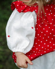 Red Polka Dot Festive Vintage Linen Shirt