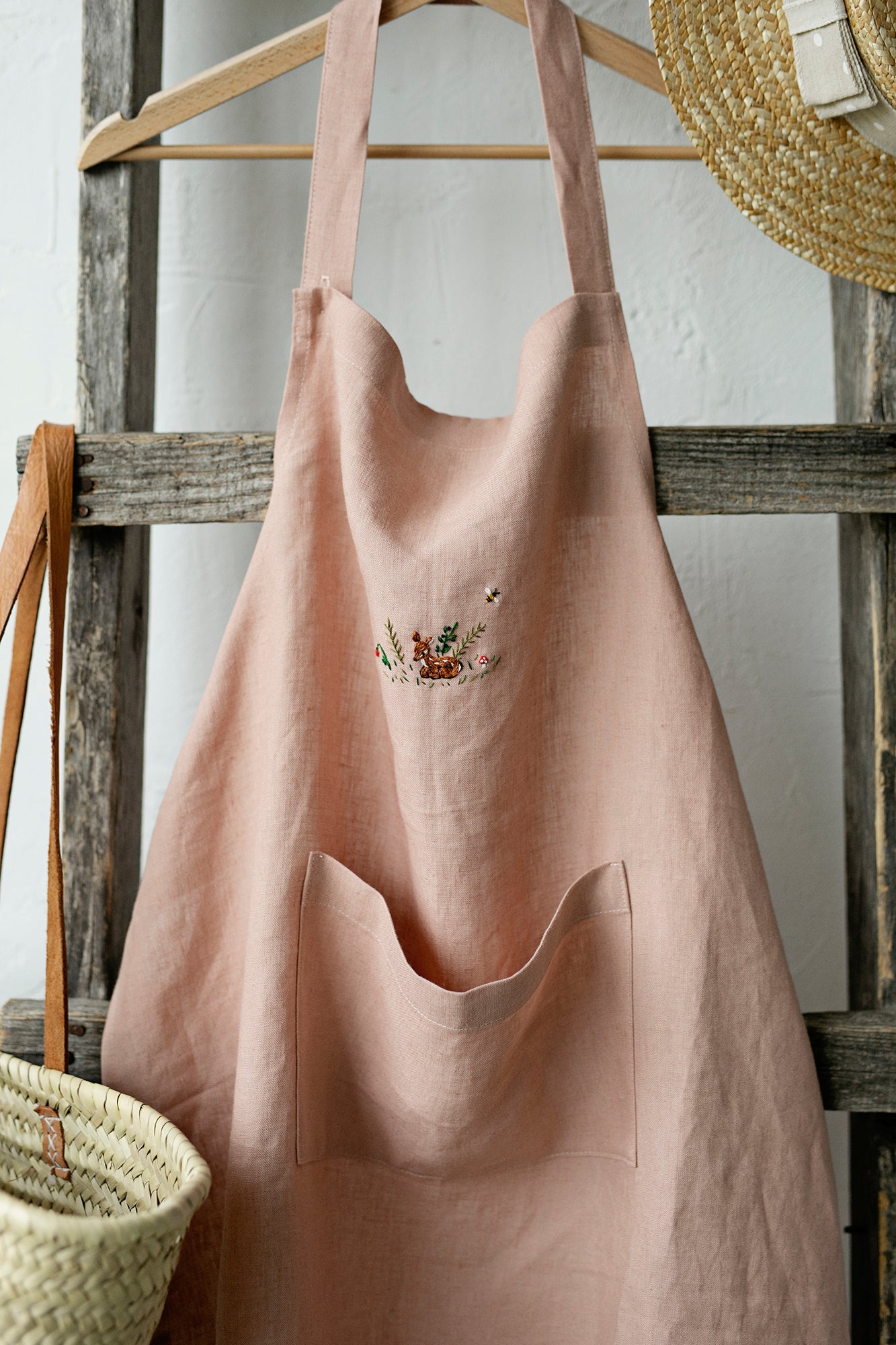 Dusty Rose Traditional Linen Apron