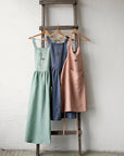 Mint Long Cross Back Linen Pinafore