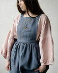 Dusty Blue Midi Cross Back Linen Pinafore