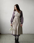 Natural Midi Cross Back Linen Pinafore