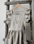 Natural Long Vintage Linen Apron