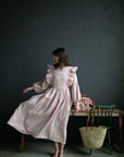 Baby Pink Long Vintage Linen Dress