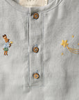 Baby Blue Short Sleeve Button Linen Shirt
