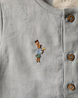 Baby Blue Short Sleeve Button Linen Shirt