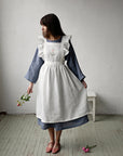 White Midi Vintage Linen Apron