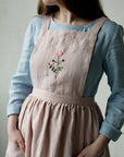 Baby Pink Midi Cross Back Linen Pinafore
