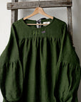 Forest Green Victorian Linen Dress