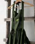 Forest Green Midi Cross Back Linen Pinafore