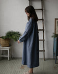 Dusty Blue Victorian Linen Dress