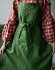 Apple Green Traditional Linen Apron