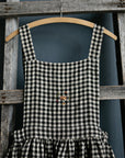 Black Gingham Cottage Linen Dress