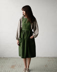 Forest Green Midi Cross Back Linen Pinafore