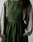 Forest Green Midi Cross Back Linen Pinafore