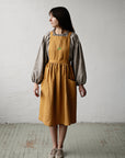 Mustard Midi Cross Back Linen Pinafore