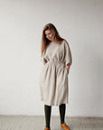 Natural Classic Midi Linen Skirt, Size S (STOCK)