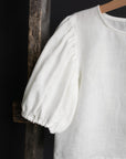 White Linen Puff Sleeve Top