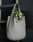 B&W Stripe Large Linen Round Bag