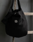 Black Large Linen Round Bag