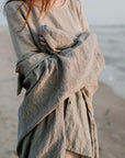 B&W Stripe Long Linen Shirt