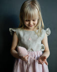 Natural Linen Shirt with Wings, Size 4-5 years, Pink mushroom embroidery (STOCK)